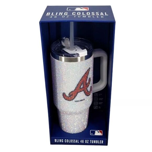 Bling Colossal 46 Oz Tumbler ATLANTA BRAVES Theme! Sparkling Tumbler - Picture 1 of 2